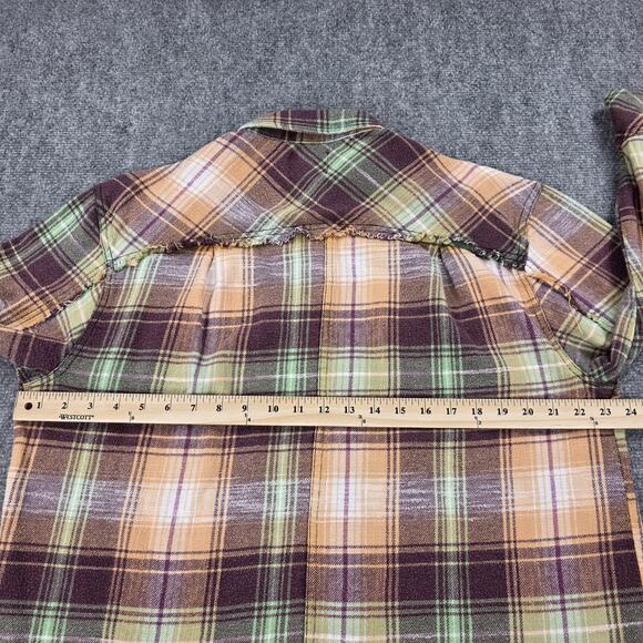BDG Shirt Womens XS Multicolor Plaid Flannel Raw Hem Button Up Relaxed Fit Boho - Picture 5 of 16